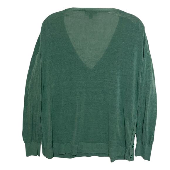 J. Crew Light Teal V-Neck Sweater Womens Size XL Linen Blend Button-Side Tunic - Picture 5 of 9